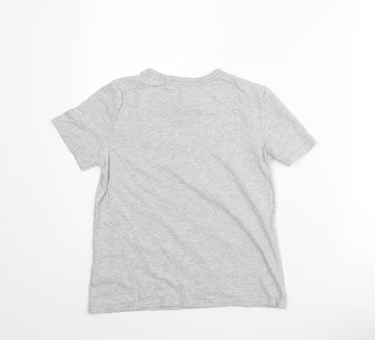 Gapo Boys Grey Cotton Basic T-Shirt Size M Crew Neck Pullover - Circle Logo Print