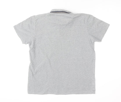 Threadbare Mens Grey Cotton Polo Size M Collared Button
