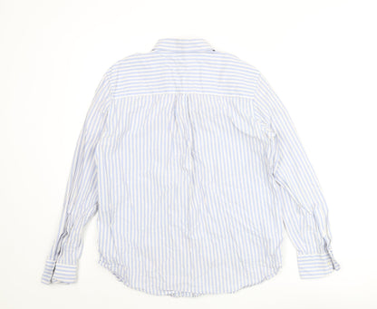 Gap Mens Blue Striped Cotton Button-Up Size M Collared Button