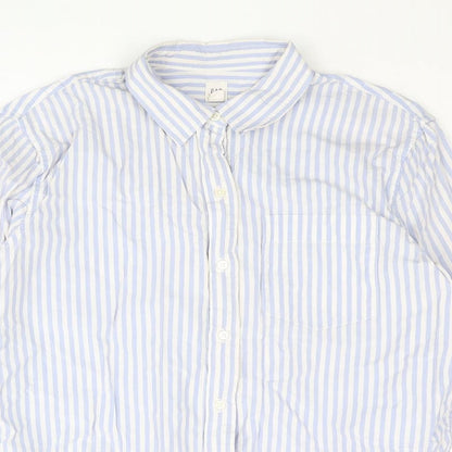 Gap Mens Blue Striped Cotton Button-Up Size M Collared Button