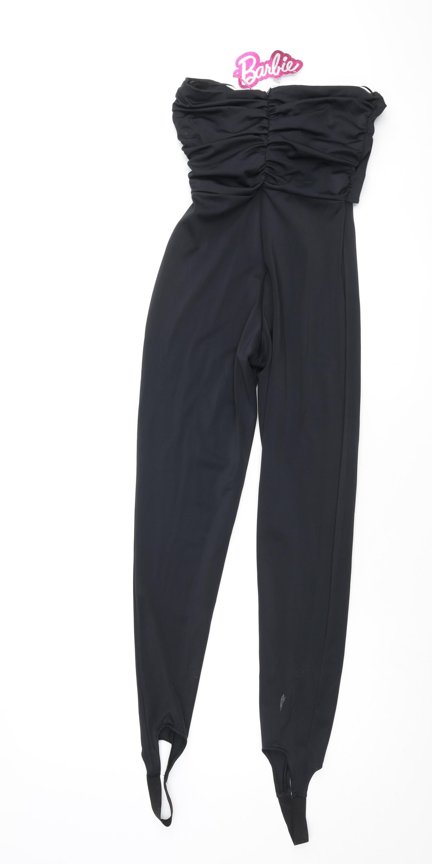 Zara Womens Black Polyester Catsuit One-Piece Size S L30 in Zip - B Buckle Cut Out Foot Stirrup