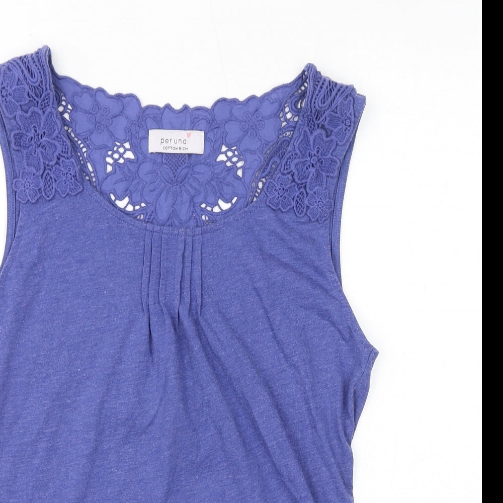 Womens UK Size 10 Per Una Blue Basic Tank
