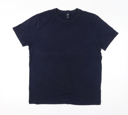 Gap Womens Blue Cotton Basic T-Shirt Size M Round Neck