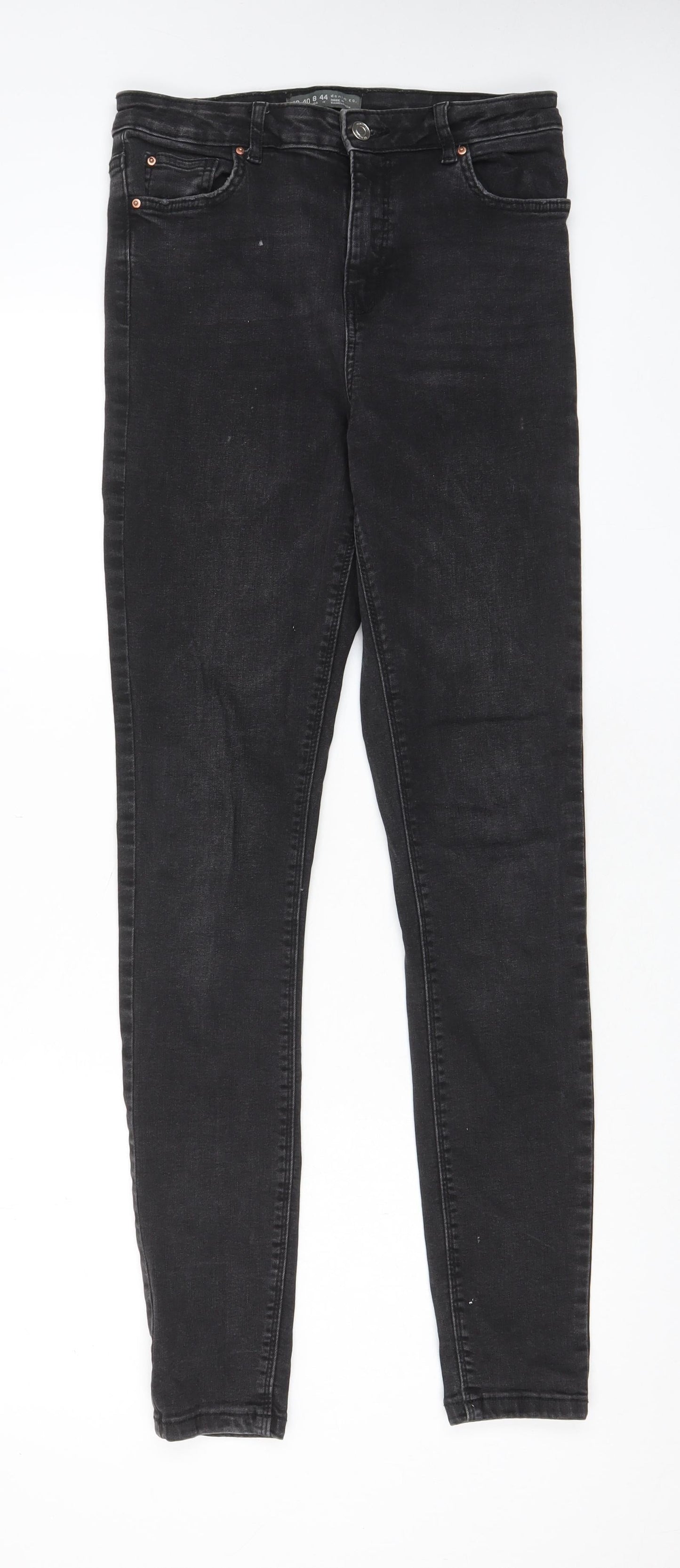 Denim & Co. Womens Grey Cotton Skinny Jeans Size 12 L30 in Regular Zip - Pockets