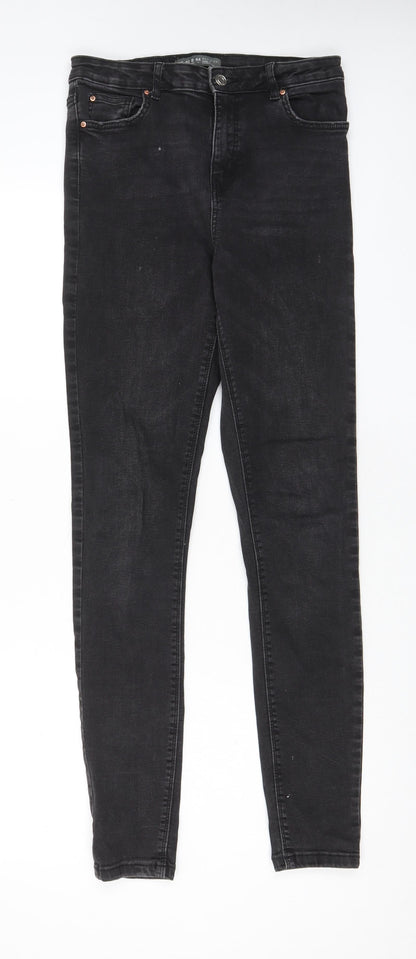 Denim & Co. Womens Grey Cotton Skinny Jeans Size 12 L30 in Regular Zip - Pockets