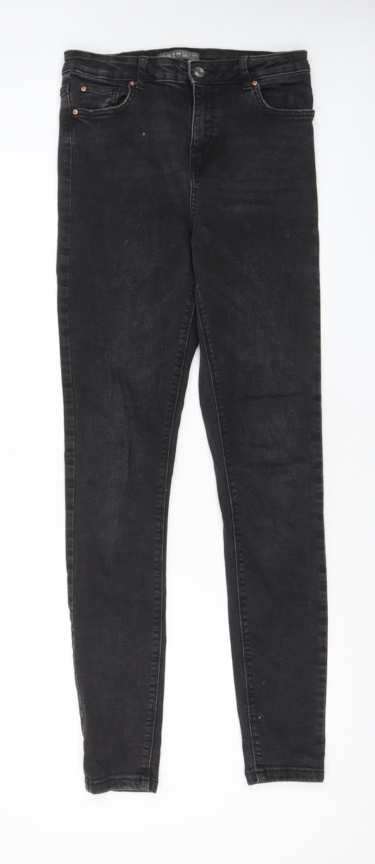 Denim & Co. Womens Grey Cotton Skinny Jeans Size 12 L30 in Regular Zip - Pockets