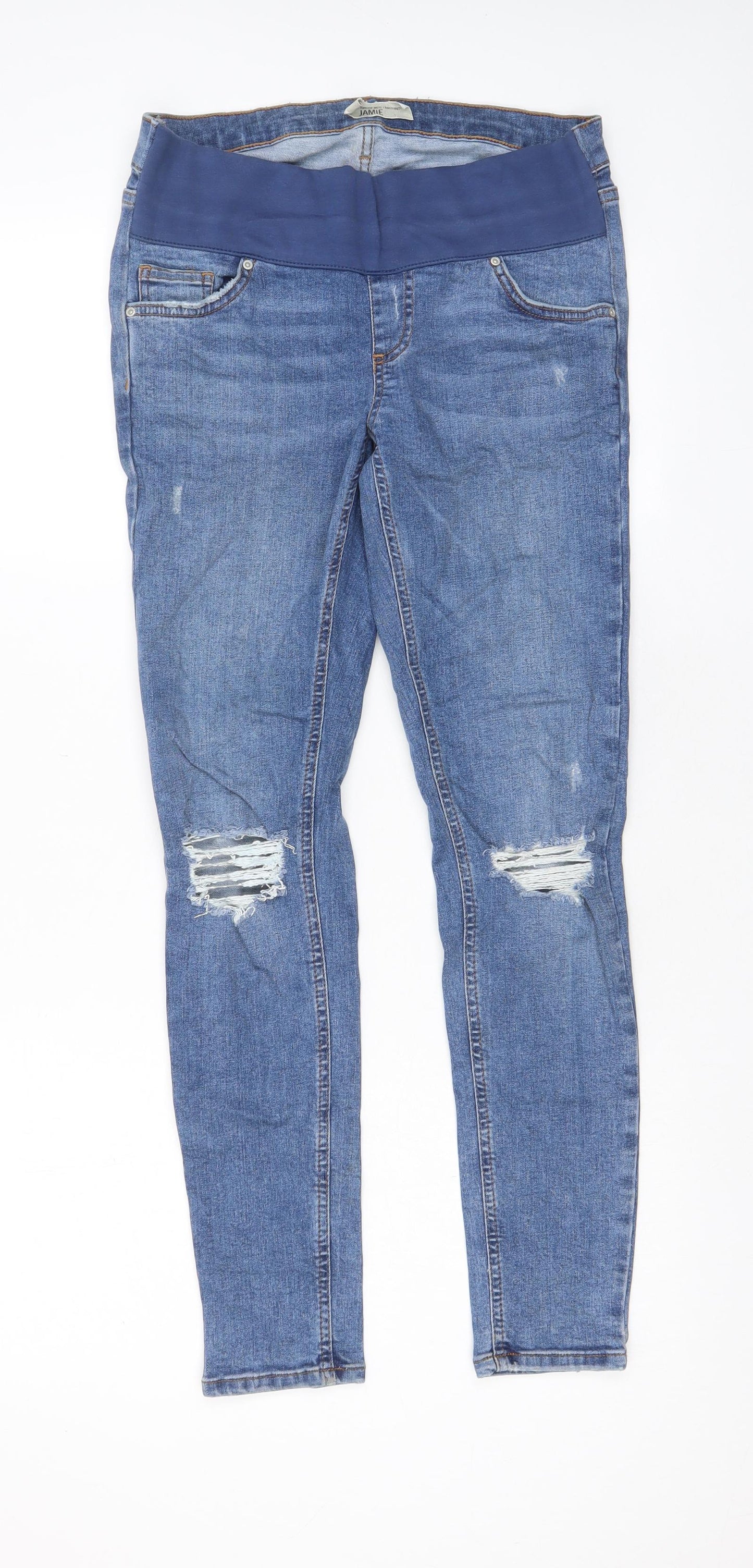 Topshop Womens Blue Cotton Skinny Jeans Size 8 L27 in Regular - Pockets