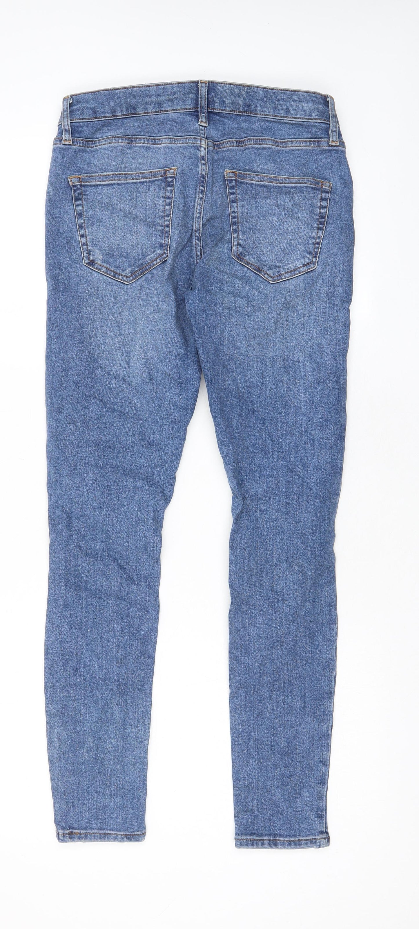 Topshop Womens Blue Cotton Skinny Jeans Size 8 L27 in Regular - Pockets