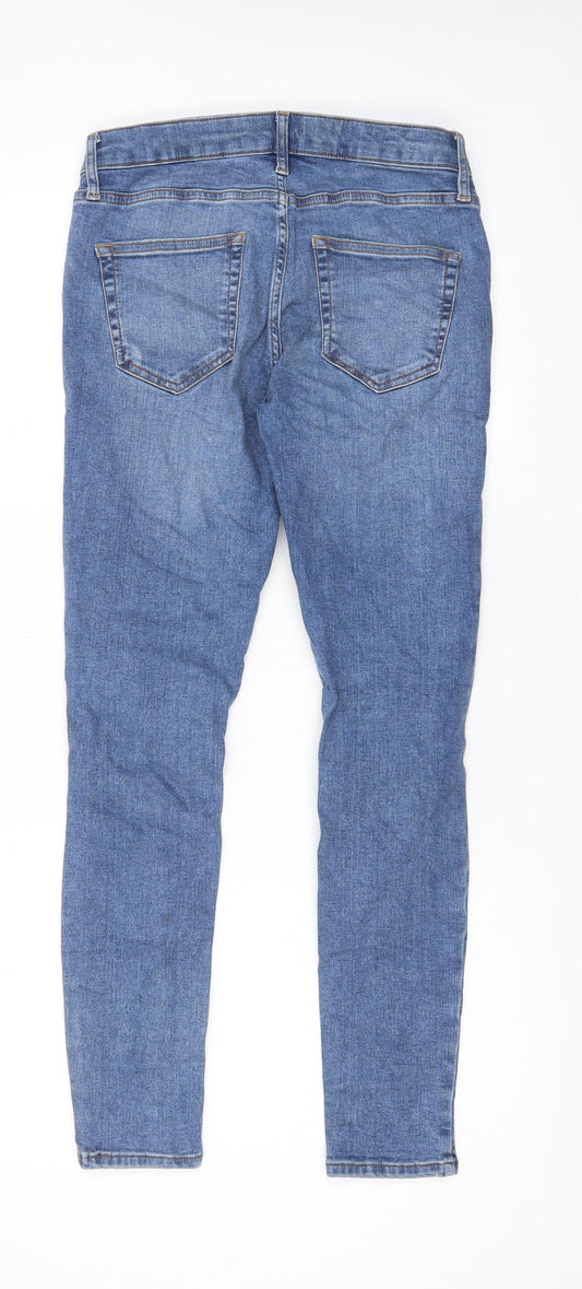 Topshop Womens Blue Cotton Skinny Jeans Size 8 L27 in Regular - Pockets