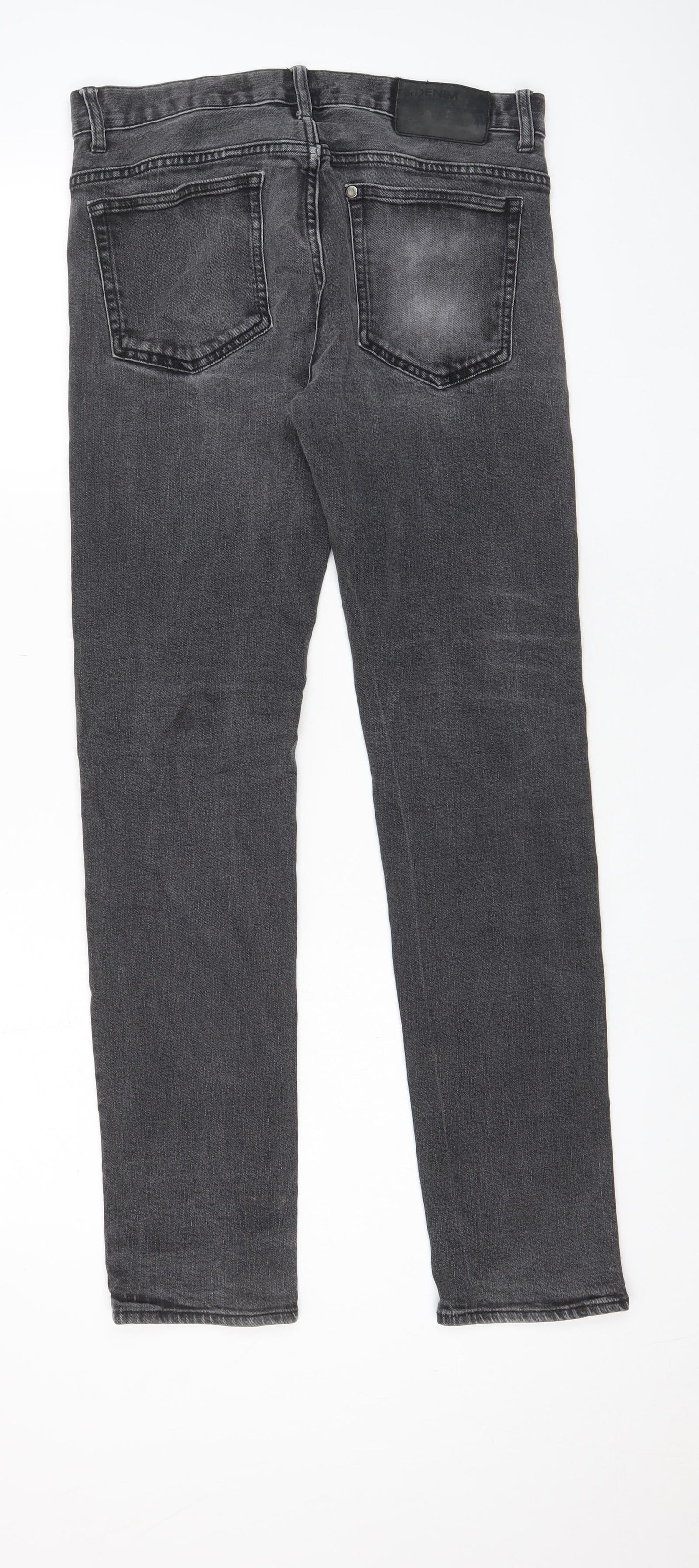 H&M Mens Grey Cotton Skinny Jeans Size 30 in L32 in Regular Zip - Pockets
