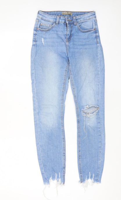 Denim & Co. Womens Blue Cotton Skinny Jeans Size 8 L28 in Regular Zip - Pockets