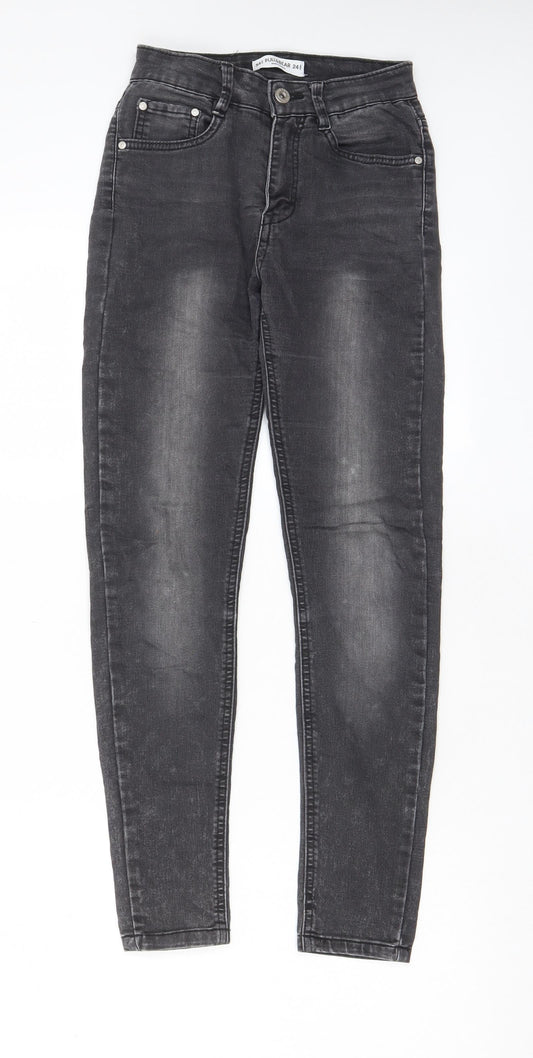 Pull&Bear Womens Grey Cotton Skinny Jeans Size 6 L26 in Regular Zip - Pockets, Belt Loops