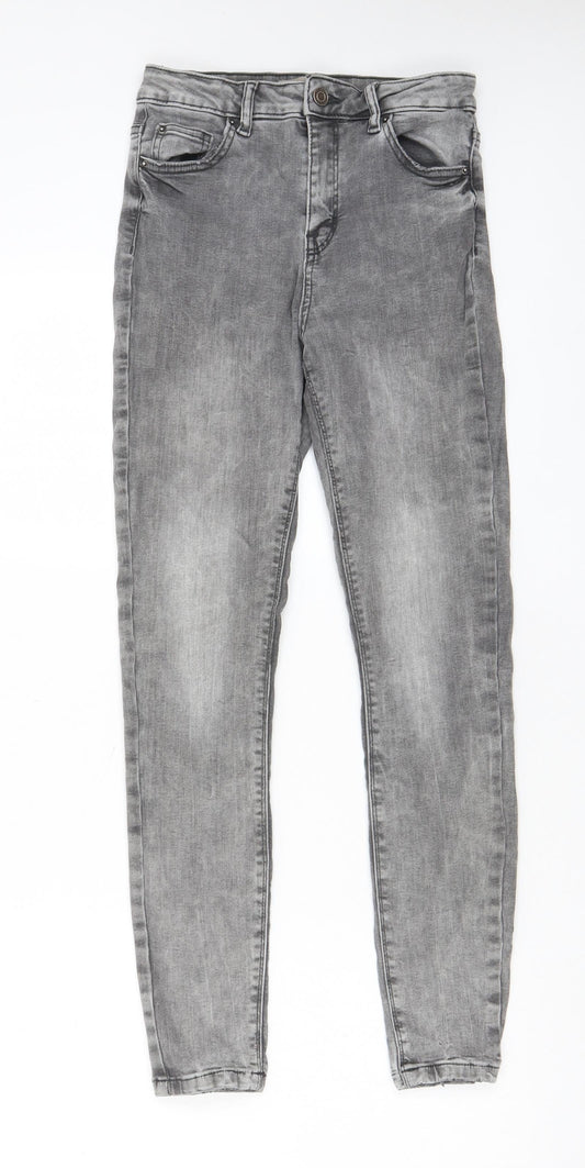 Denim & Co. Womens Grey Cotton Skinny Jeans Size 10 L27 in Regular Zip - Pockets, Belt Loops