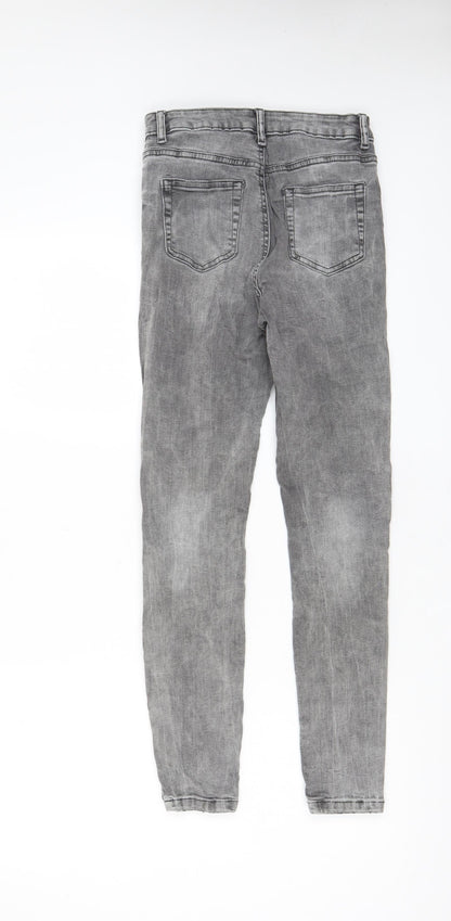 Denim & Co. Womens Grey Cotton Skinny Jeans Size 10 L27 in Regular Zip - Pockets, Belt Loops