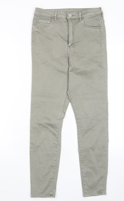 H&M Womens Green Cotton Skinny Jeans Size 27 in L30 in Regular Zip - Pockets, Belt Loops