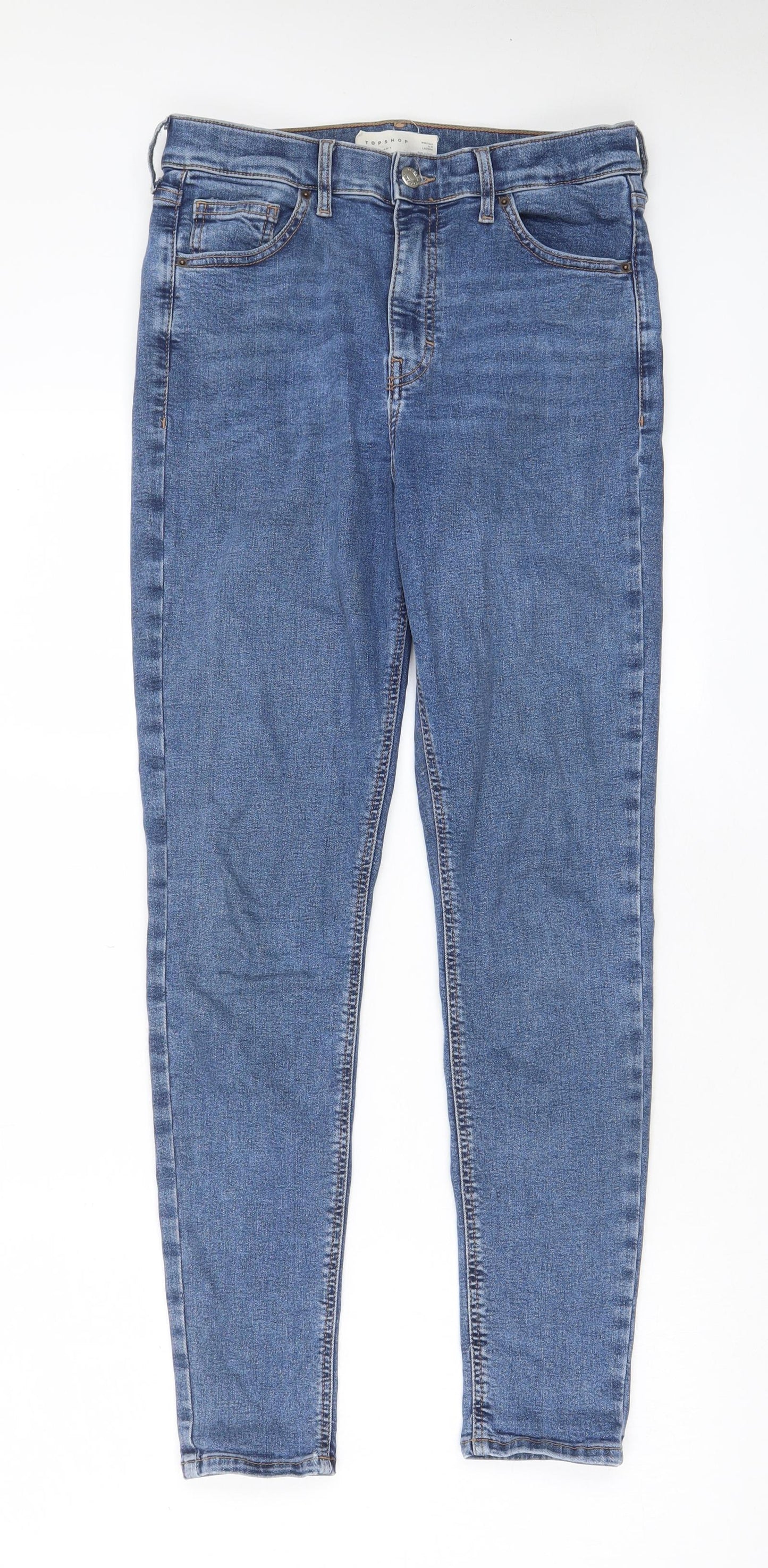 Topshop Womens Blue Cotton Skinny Jeans Size 30 in L32 in Regular Zip - Pockets, Belt Loops