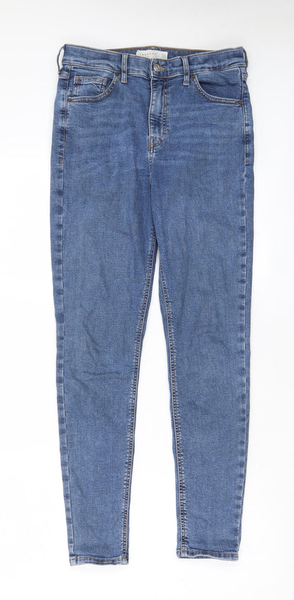 Topshop Womens Blue Cotton Skinny Jeans Size 30 in L32 in Regular Zip - Pockets, Belt Loops