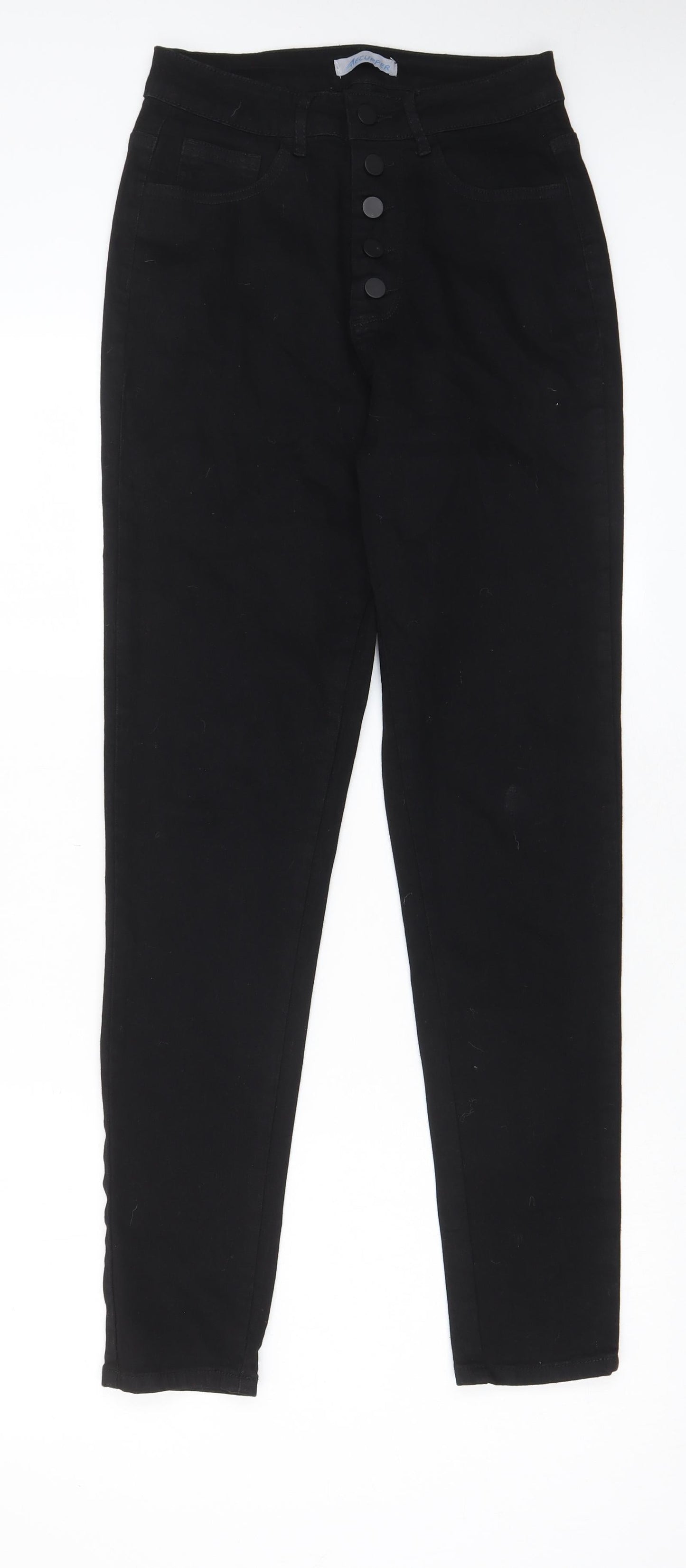 Aecupper Womens Black Cotton Skinny Jeans Size S L29 in Regular Button - Pockets, Belt Loops