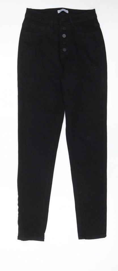 Aecupper Womens Black Cotton Skinny Jeans Size S L29 in Regular Button - Pockets, Belt Loops