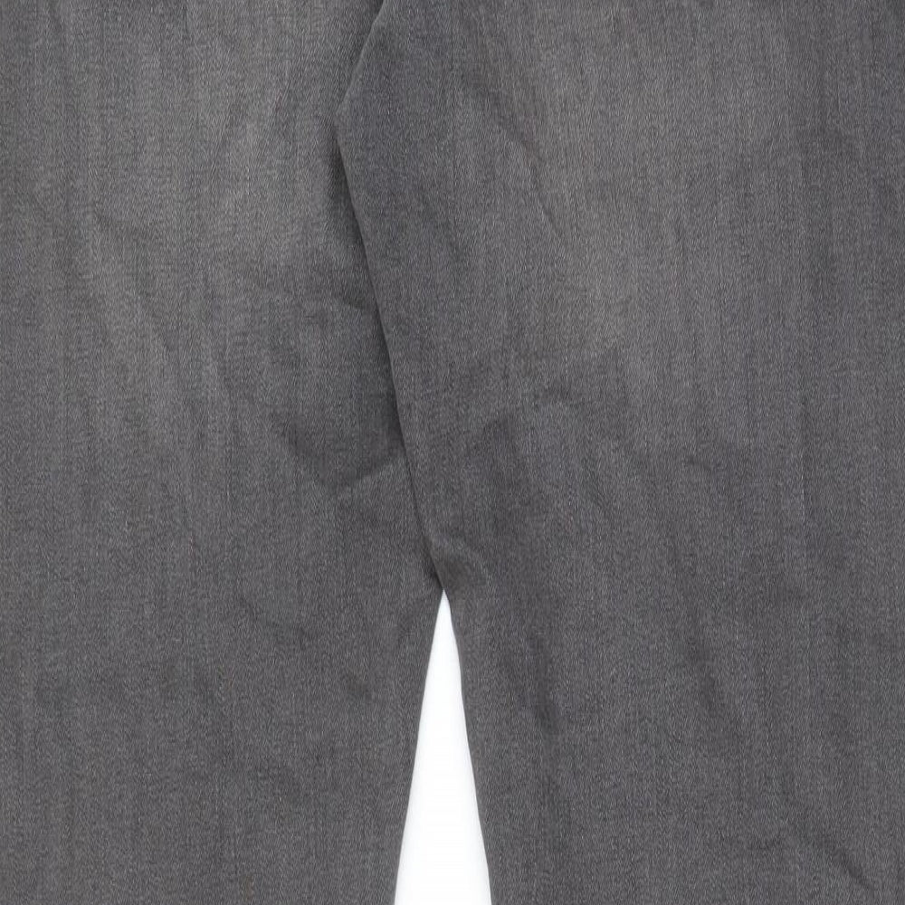 Marks and Spencer Mens Grey Cotton Straight Jeans Size 34 in L31 in Slim Zip - Pockets, Belt Loops