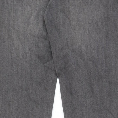 Marks and Spencer Mens Grey Cotton Straight Jeans Size 34 in L31 in Slim Zip - Pockets, Belt Loops