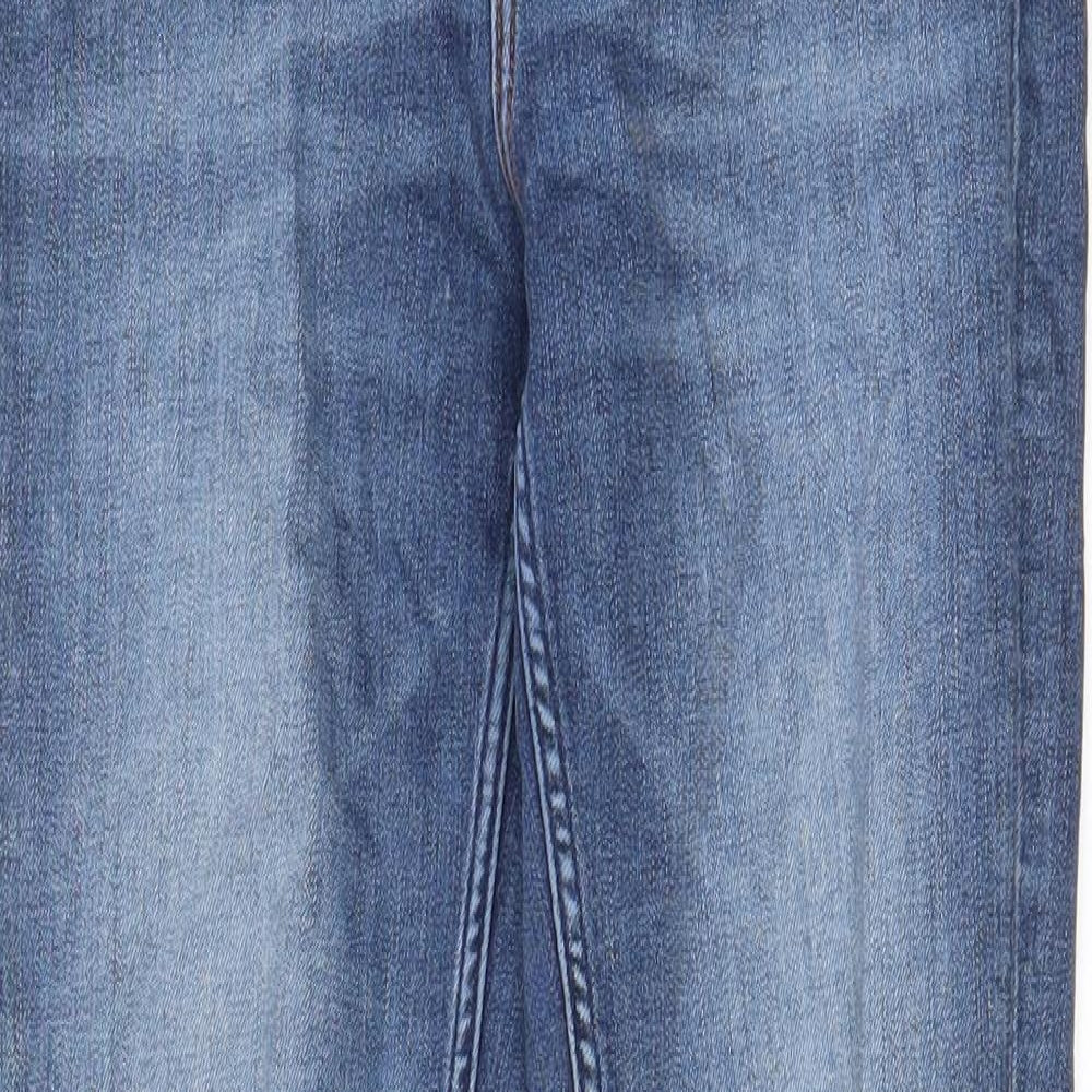 Zara Womens Blue Cotton Skinny Jeans Size 8 L25 in Regular Zip - Pockets, Belt Loops