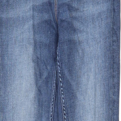 Zara Womens Blue Cotton Skinny Jeans Size 8 L25 in Regular Zip - Pockets, Belt Loops