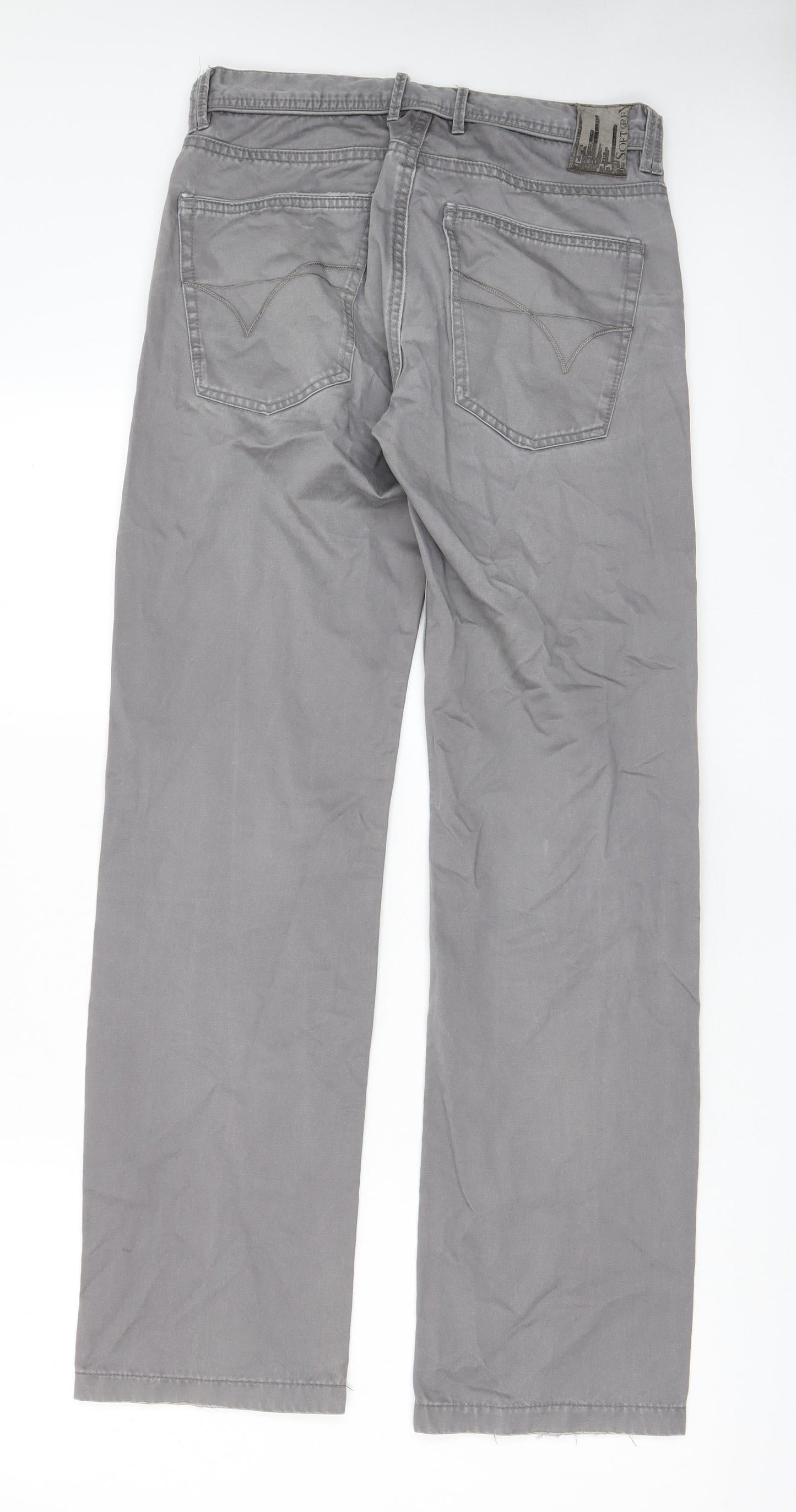 SOFT GREY Womens Grey Cotton Chino Shorts Size 28 in L3 in Regular Zip - Pockets, Belt Loops