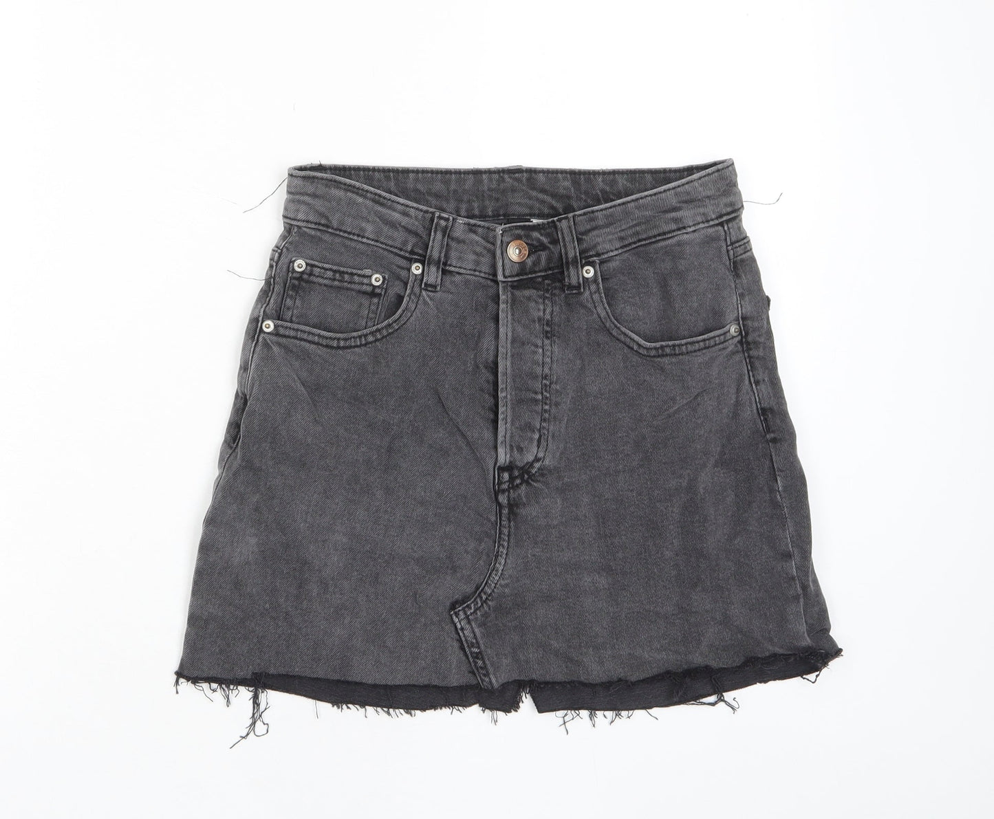 Divided by H&M Womens Gold Cotton A-Line Skirt Size 8 Button