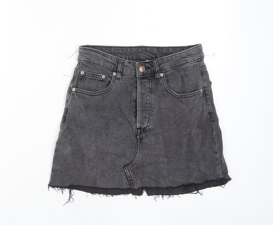 Divided by H&M Womens Gold Cotton A-Line Skirt Size 8 Button