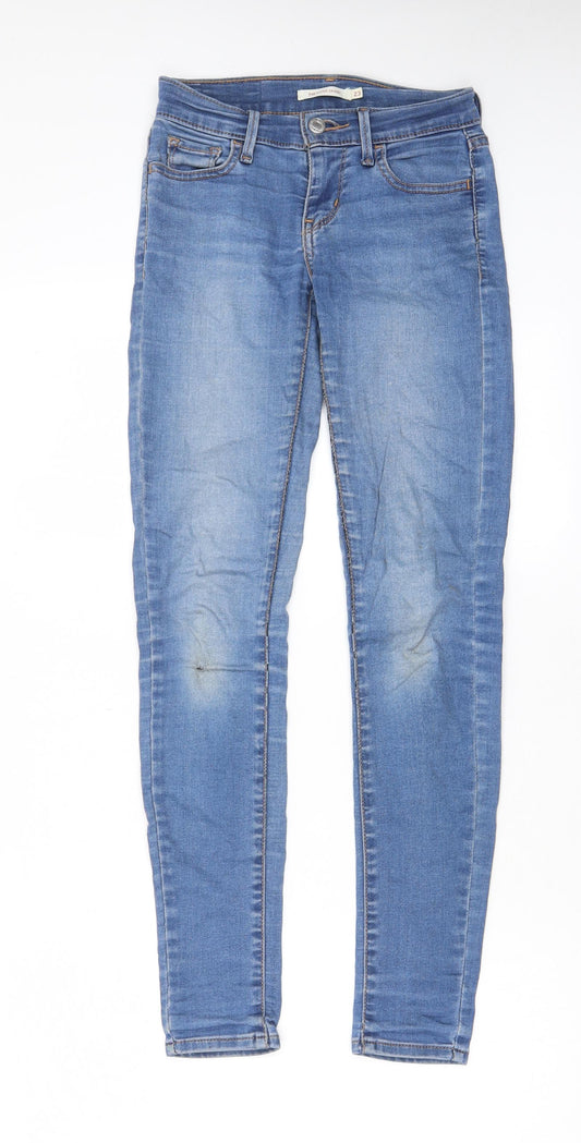 Levi's Womens Blue Cotton Skinny Jeans Size 23 in L28 in Regular Zip - Pockets, Logo
