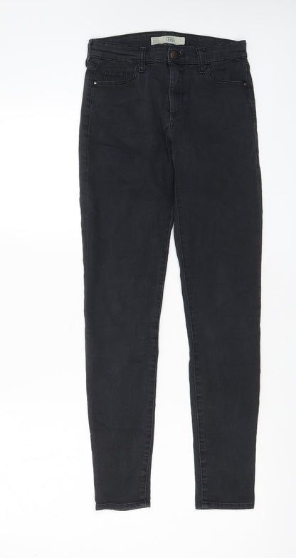 Topshop Womens Black Cotton Skinny Jeans Size 26 in L32 in Regular Zip - Pockets, Belt Loops
