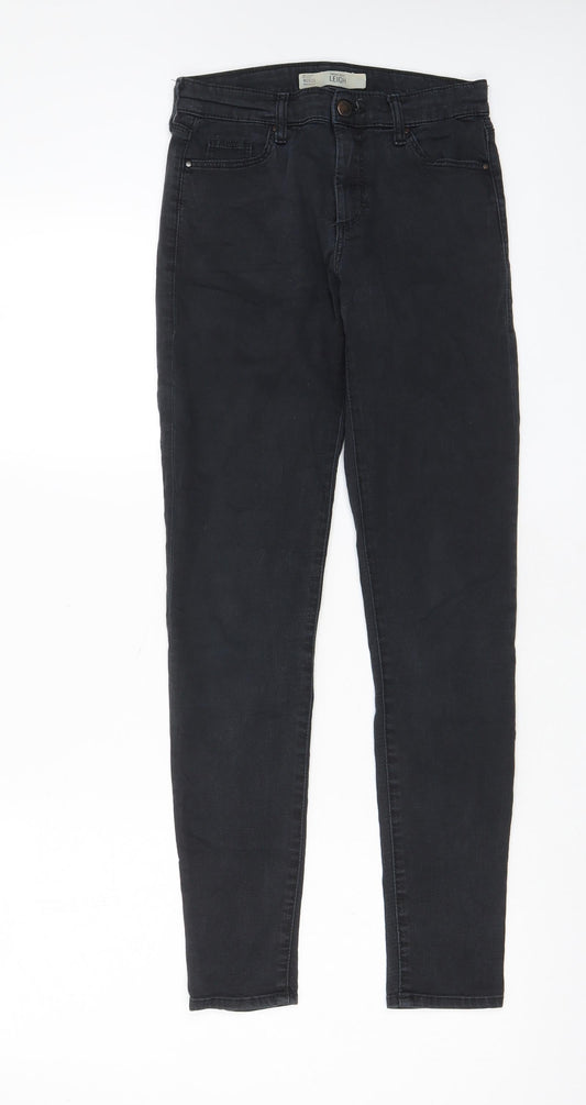 Topshop Womens Black Cotton Skinny Jeans Size 26 in L32 in Regular Zip - Pockets, Belt Loops