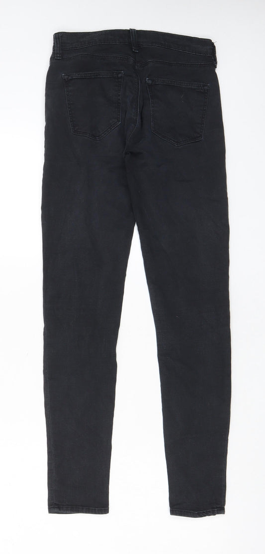 Topshop Womens Black Cotton Skinny Jeans Size 26 in L32 in Regular Zip - Pockets, Belt Loops