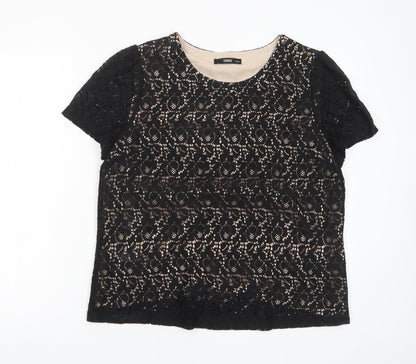 Womens UK Size 16 Oasis Black Basic T-Shirt