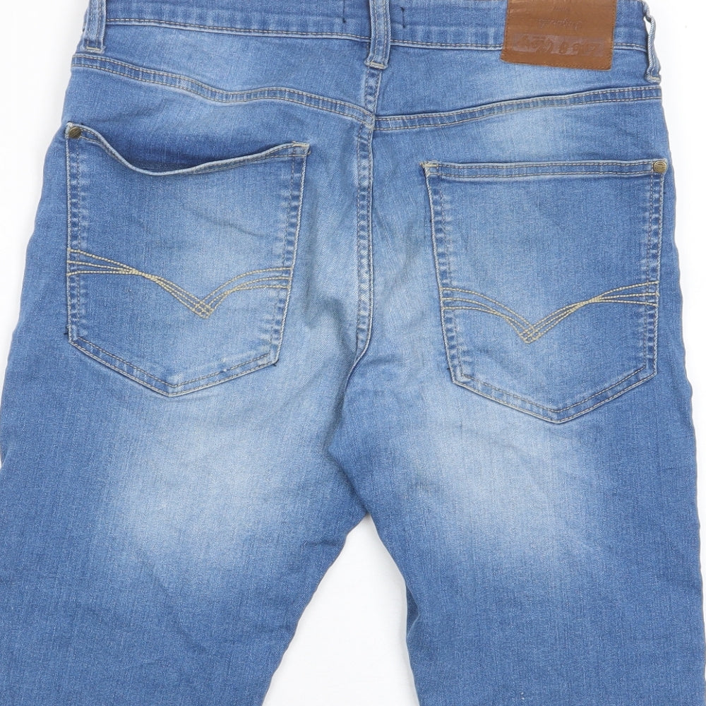 Life & Glory Mens Blue Cotton Bermuda Shorts Size 30 in L10 in Regular Button - Pockets, Belt Loops