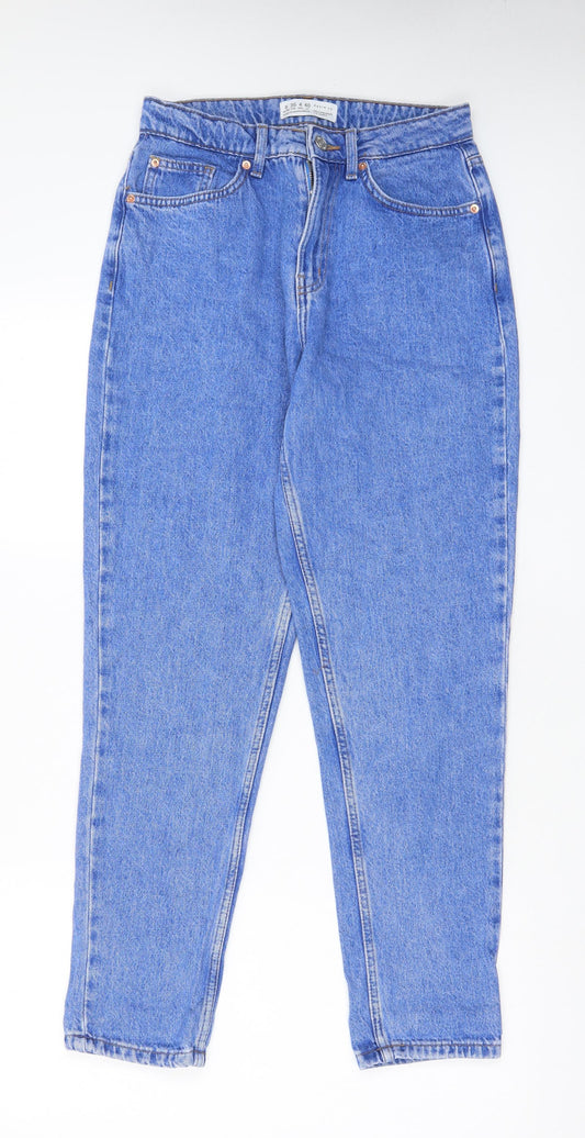 Denim & Co. Womens Blue Cotton Straight Jeans Size 8 L29 in Regular Zip - Pockets, Belt Loops