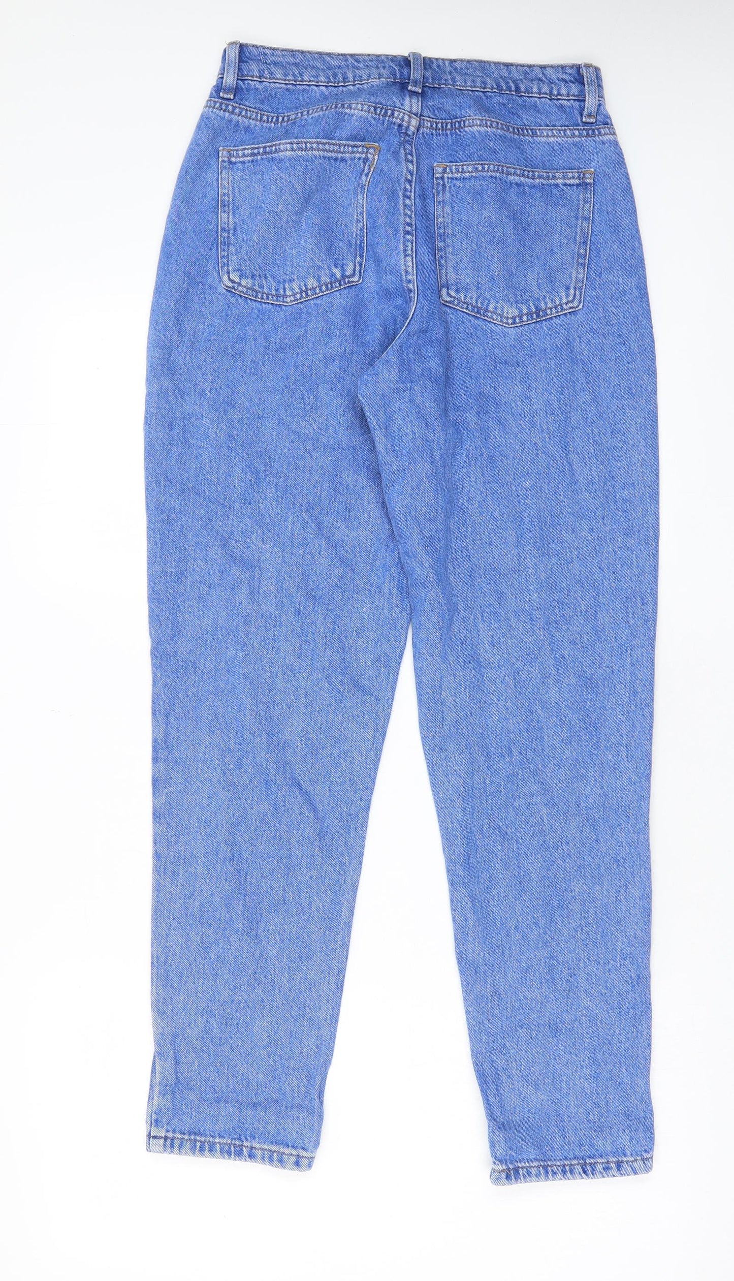 Denim & Co. Womens Blue Cotton Straight Jeans Size 8 L29 in Regular Zip - Pockets, Belt Loops