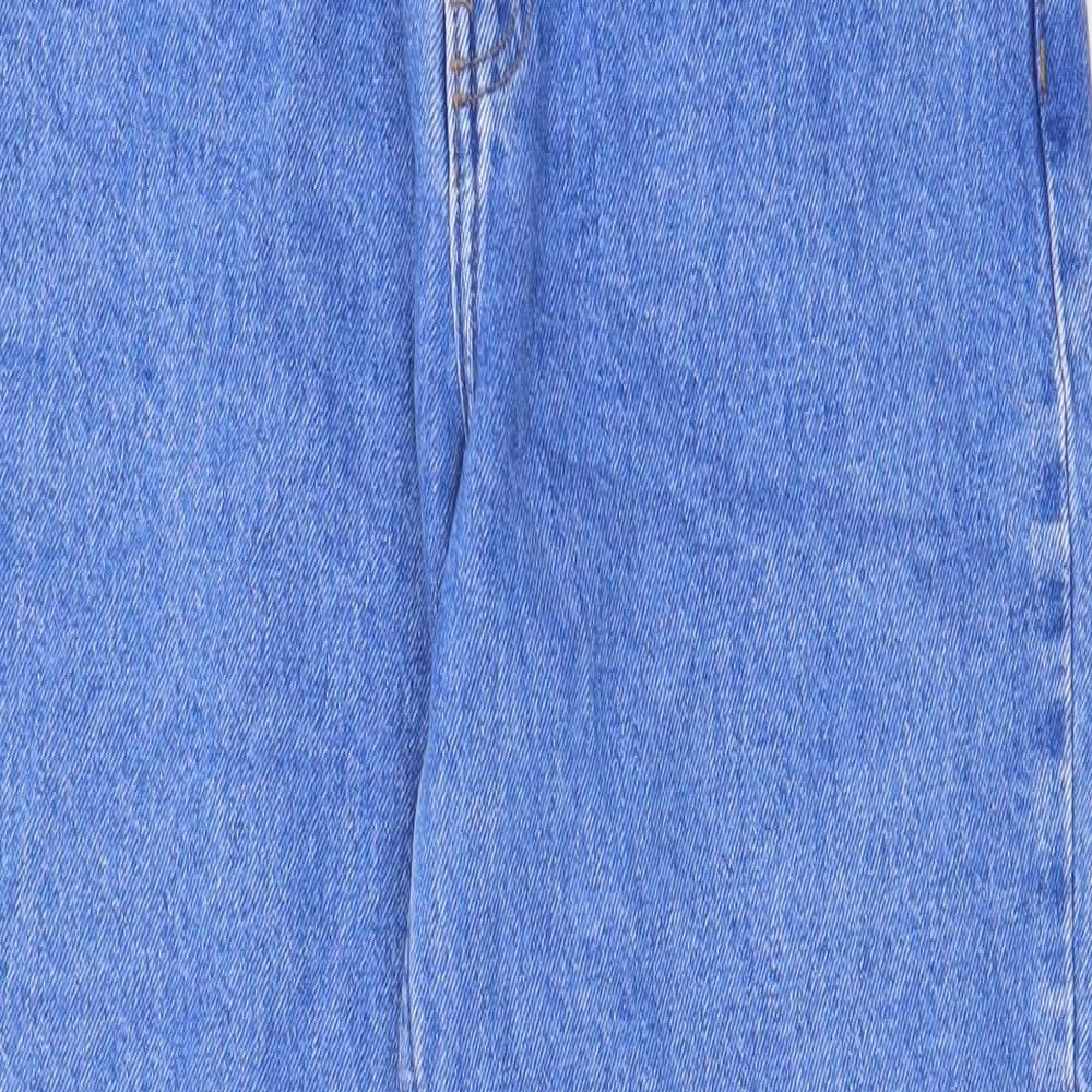 Denim & Co. Womens Blue Cotton Straight Jeans Size 8 L29 in Regular Zip - Pockets, Belt Loops