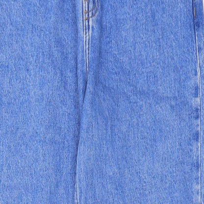 Denim & Co. Womens Blue Cotton Straight Jeans Size 8 L29 in Regular Zip - Pockets, Belt Loops