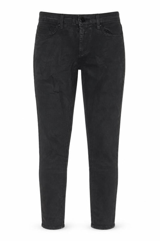 Topshop Womens Black Cotton Trousers Size 26 in L32 in Regular Zip - Coated