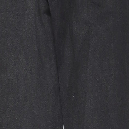 Topshop Womens Black Cotton Trousers Size 26 in L32 in Regular Zip - Coated
