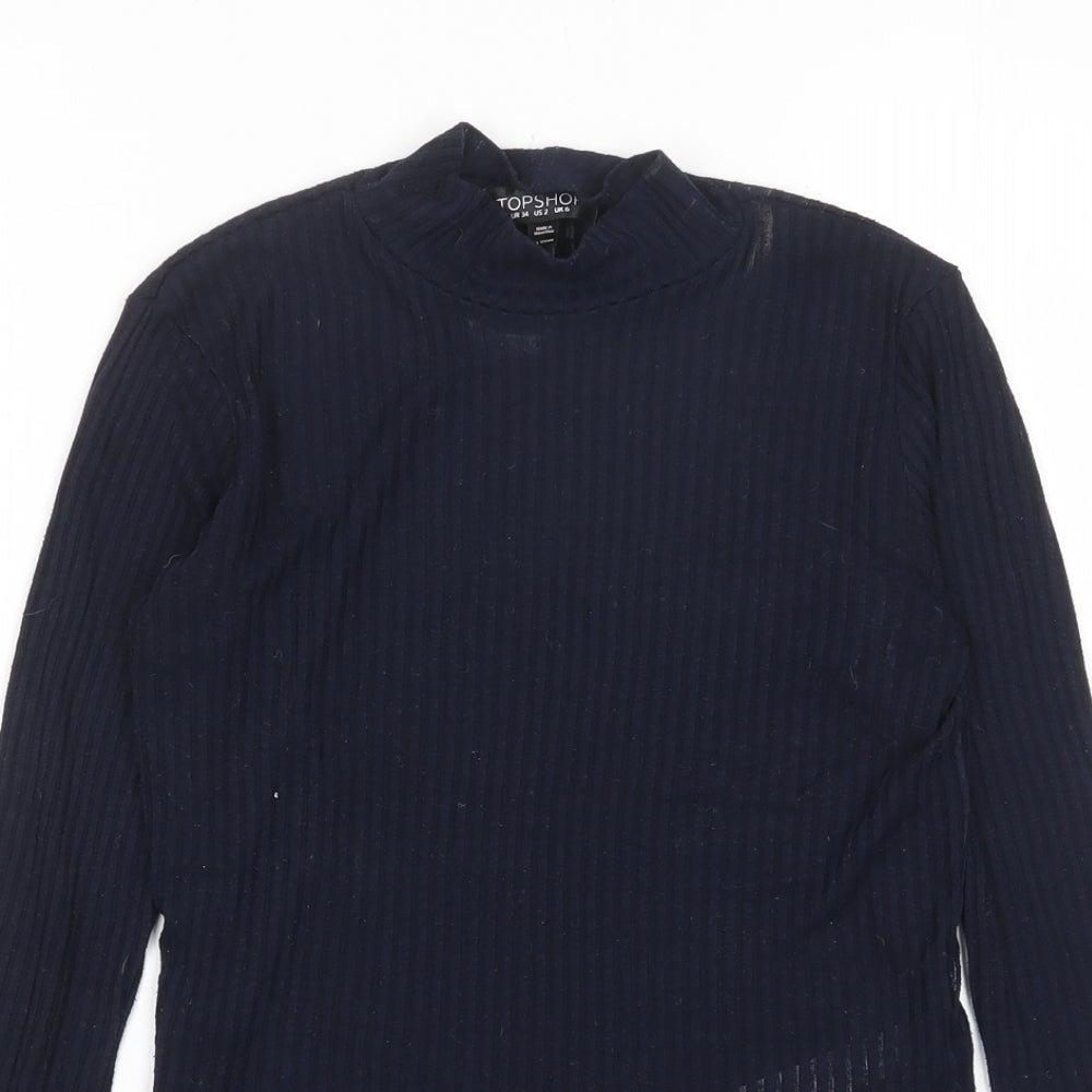 Womens UK Size 6 Topshop Blue Cropped T-Shirt