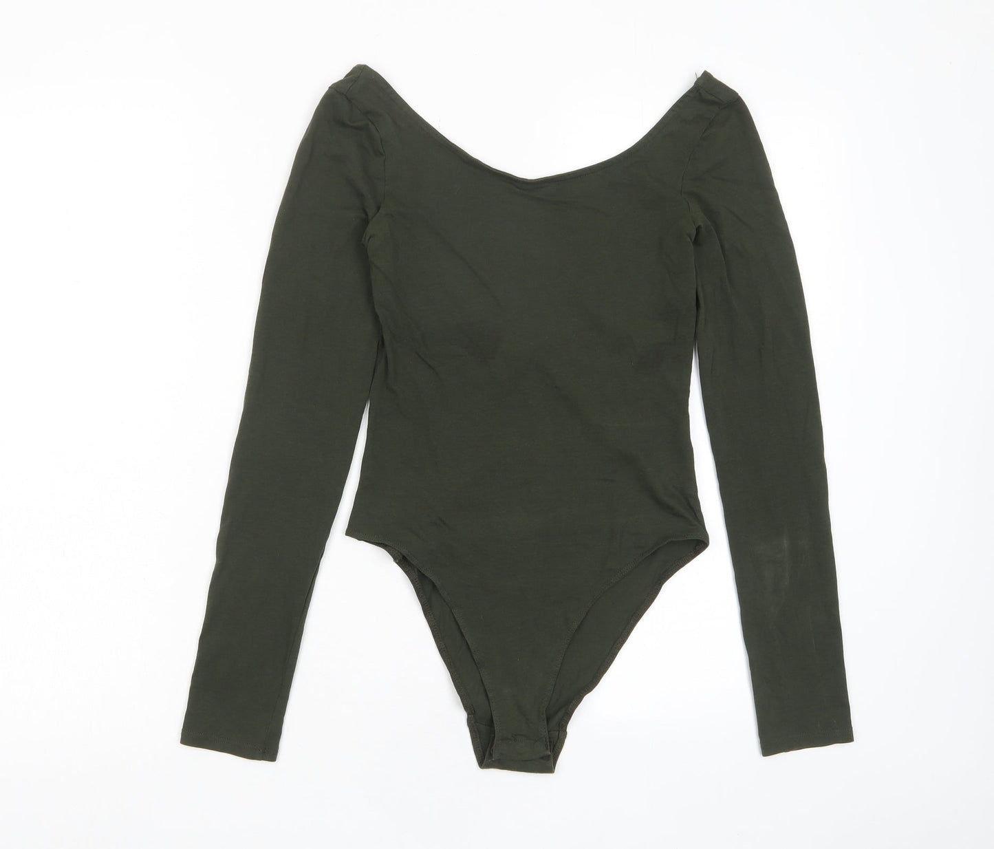 H&M Womens Green Cotton Bodysuit One-Piece Size XS Snap