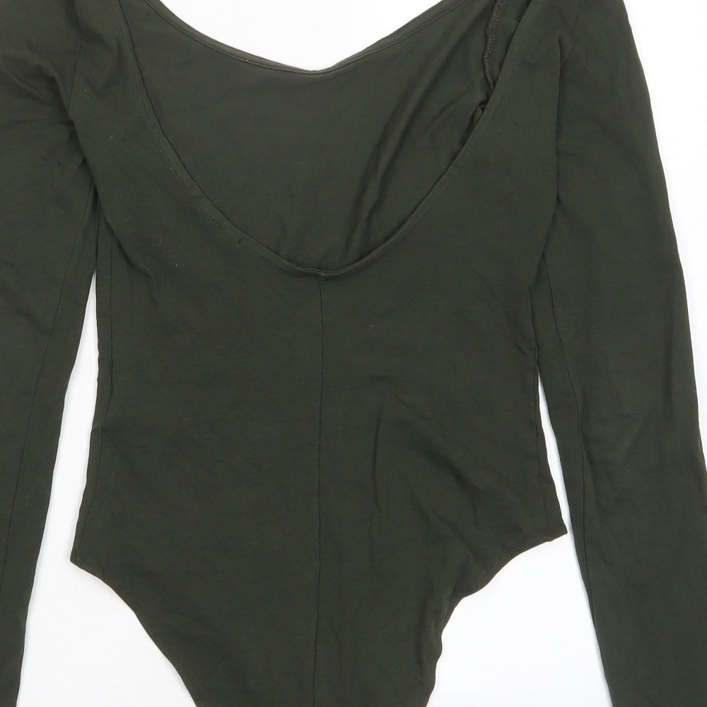 H&M Womens Green Cotton Bodysuit One-Piece Size XS Snap
