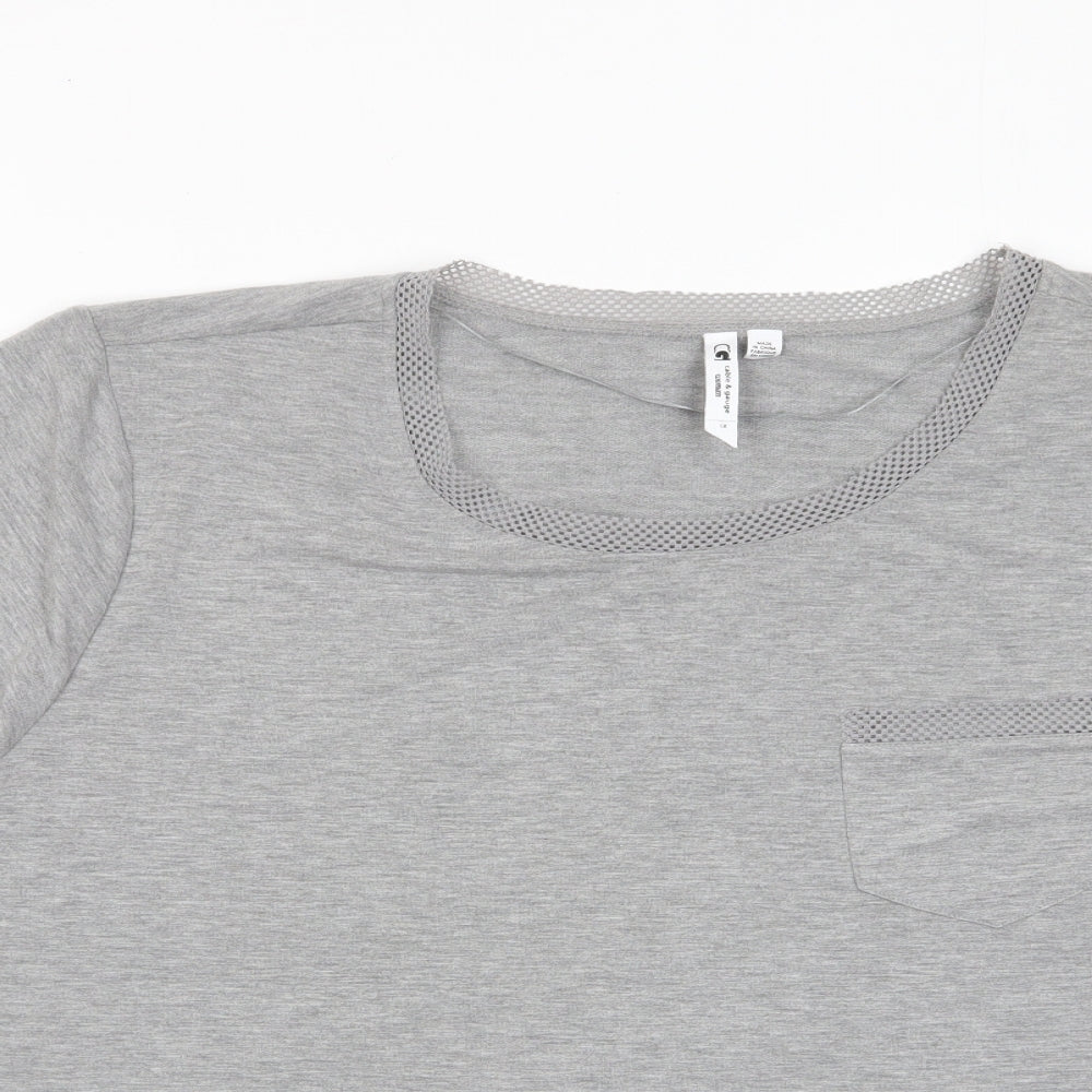 Womens UK Size XL Cable & Gauge Grey Basic T-Shirt