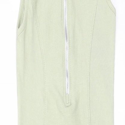 PRETTYLITTLETHING Womens Green Polyester T-Shirt Dress Size 6 Crew Neck Pullover - Zip