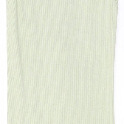 PRETTYLITTLETHING Womens Green Polyester T-Shirt Dress Size 6 Crew Neck Pullover - Zip