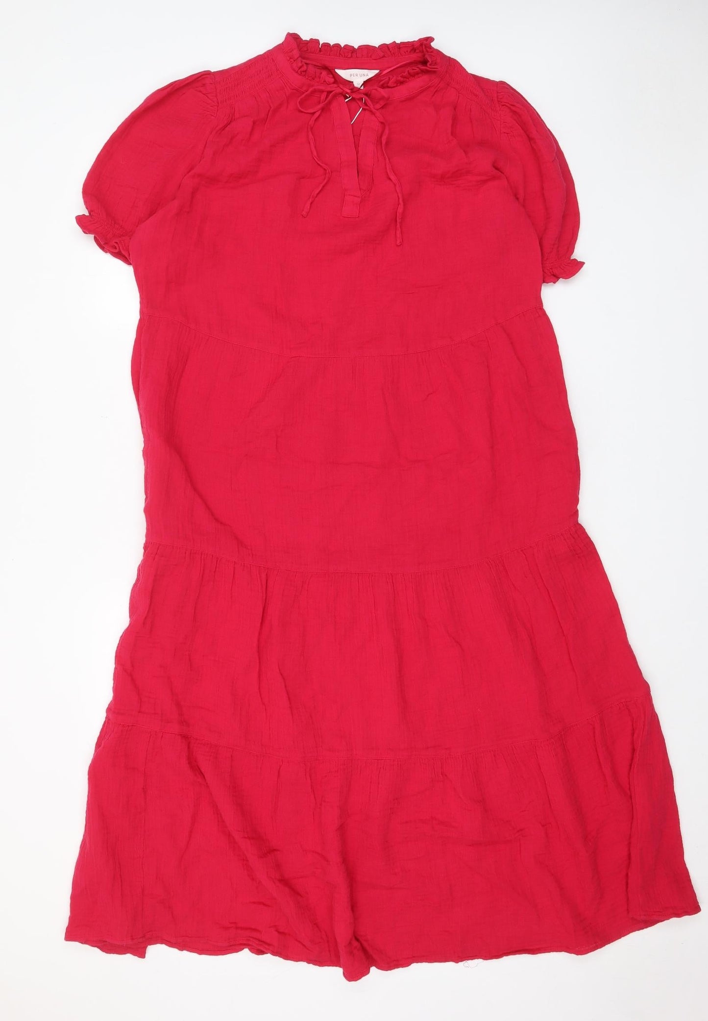 Per Una Womens Pink Cotton Maxi Size 12 Crew Neck Pullover - Keyhole neck