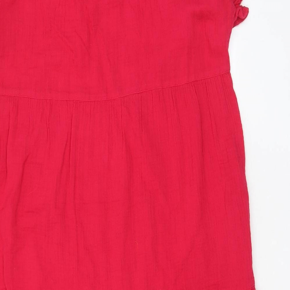 Per Una Womens Pink Cotton Maxi Size 12 Crew Neck Pullover - Keyhole neck